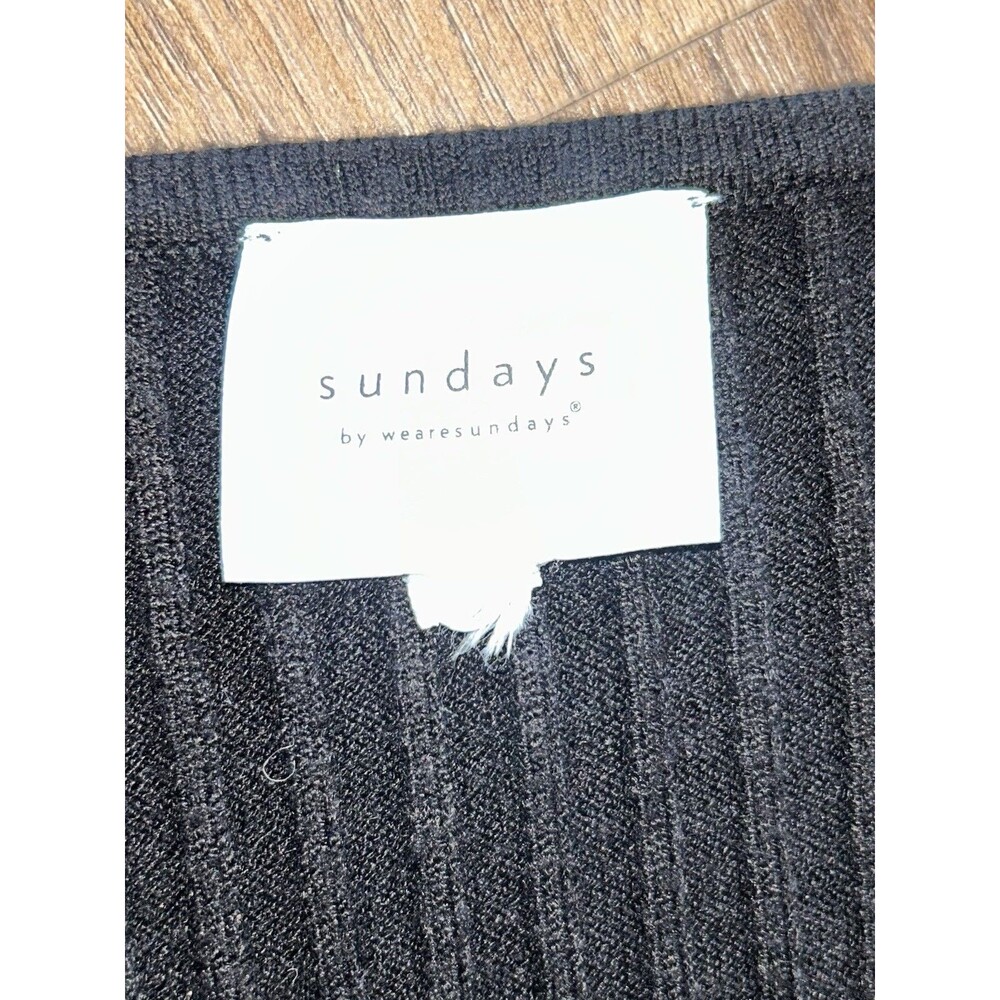 Sundays NYC Gatlin Ribbed Sweater Dress Square Neck Pleated Drop Waist Black S - Picture 6 of 7